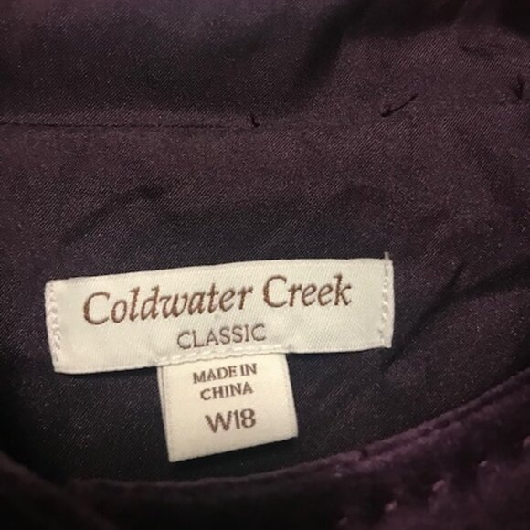 Coldwater Creek Classic Women Velvet Deep  Purple Lined Button Down Jacket - Picture 3 of 6